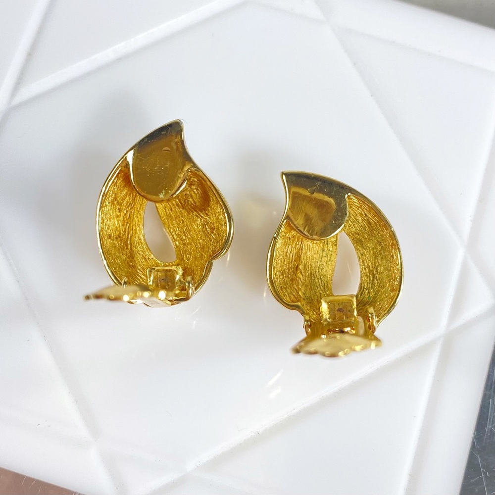 Christian Dior Gold Plated & Crystal Clip-On Earrings - Picture 4 of 6